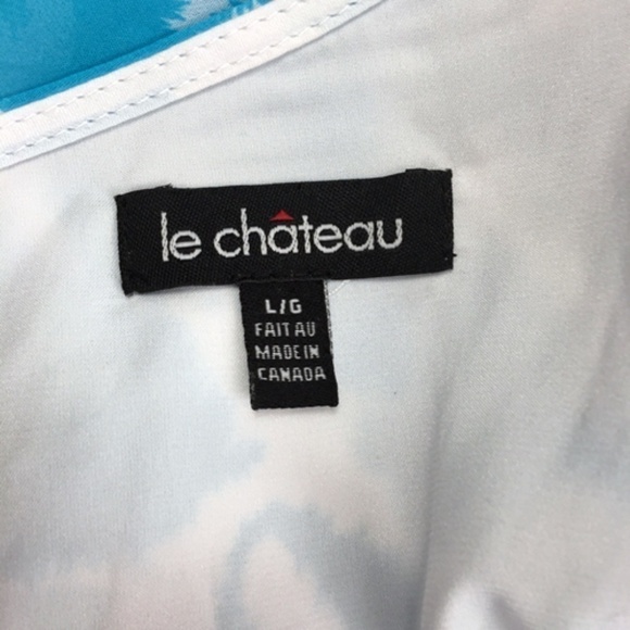 LE Chateau Flowy Chiffon One Shoulder Blouse with simulated turquoise stone - Picture 9 of 12